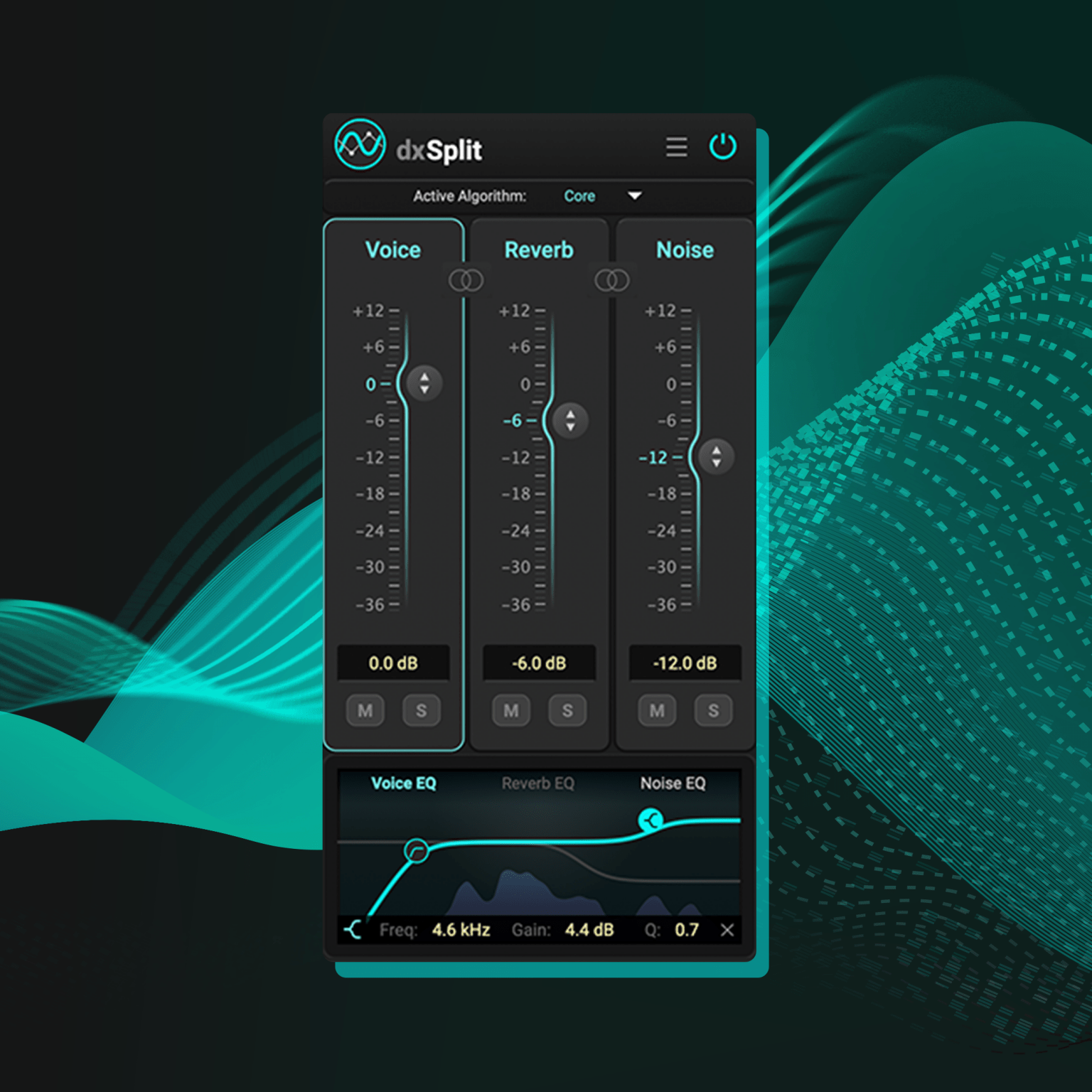 dxSplit: Separate Voice, Reverb and Noise in Dialogue Recordings