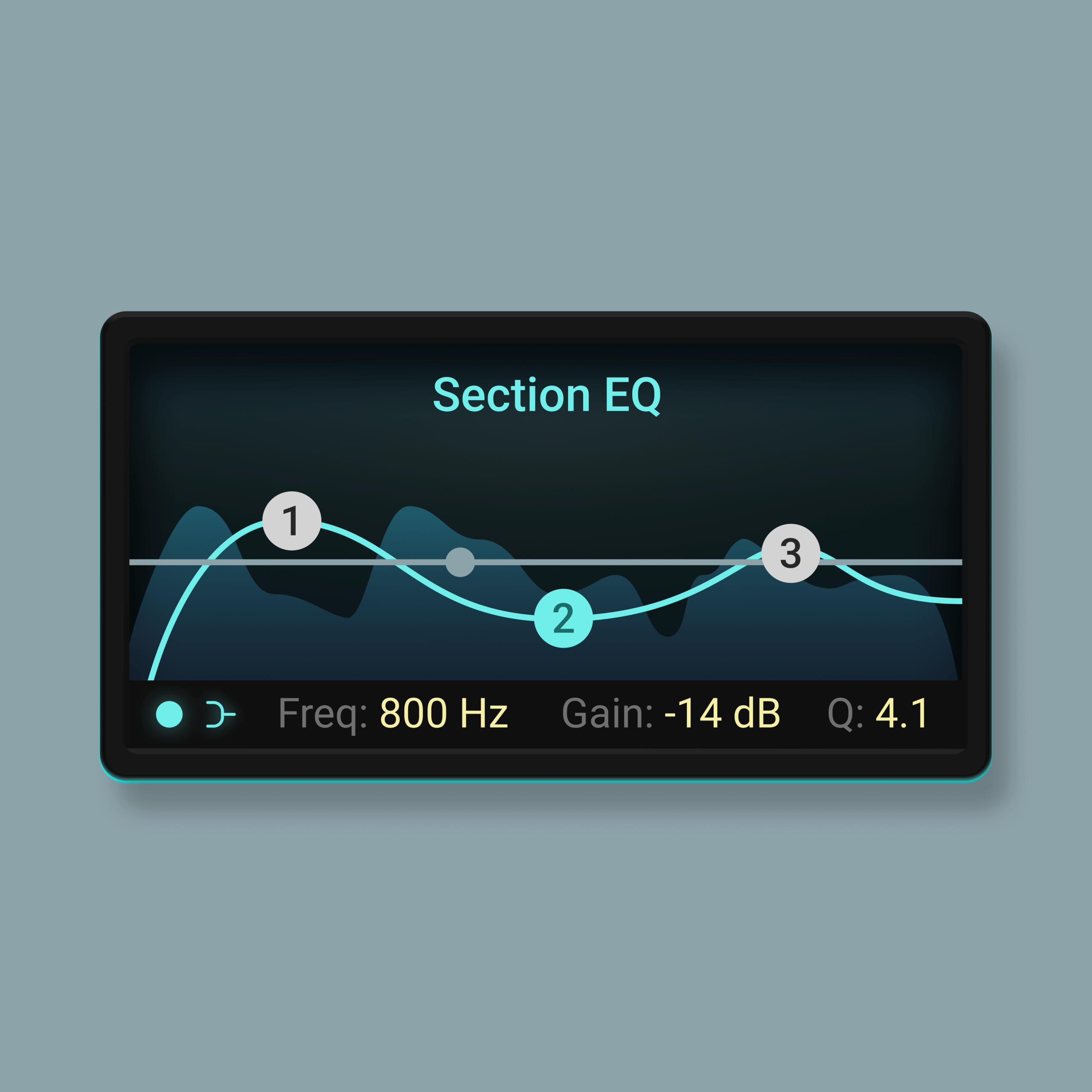 EQ section from the Accentize dxSplit Plugin UI. Separate Voice Reverb and Noise with dxSplit